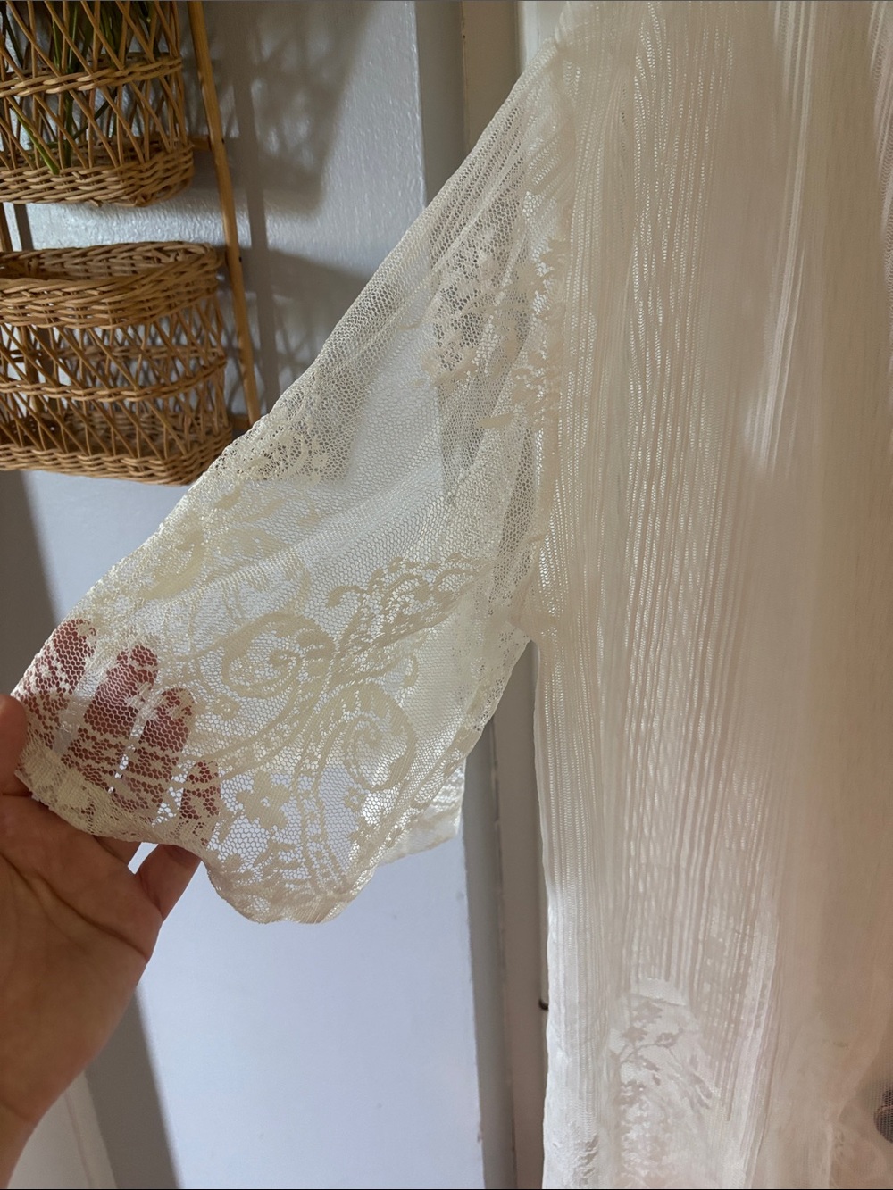 Sheer Ivory Lace Kimono Cardigan - Picture 2 of 4